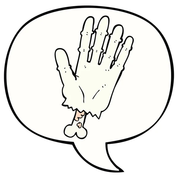 Cartoon zombie hand and speech bubble — Stock Vector
