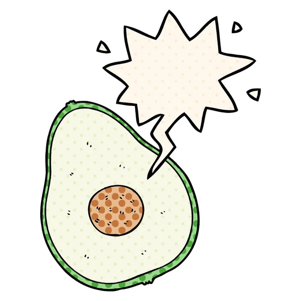 Cartoon avocado and speech bubble in comic book style — Stock Vector
