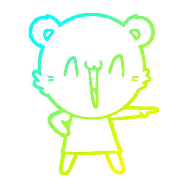 Холодна градієнтна лінія малюнок щасливий ведмідь мультфільм — стоковий вектор