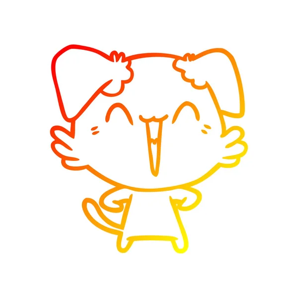 Warme kleurovergang lijntekening Happy Little Dog cartoon — Stockvector