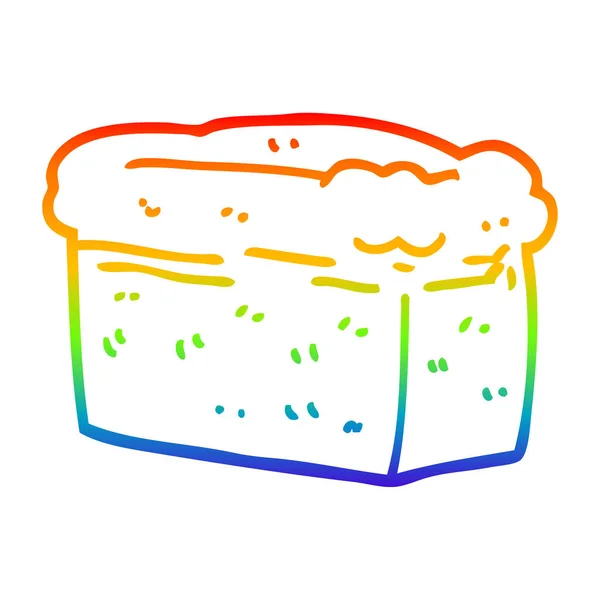 Rainbow gradient line drawing cartoon loaf of bread — Stock Vector