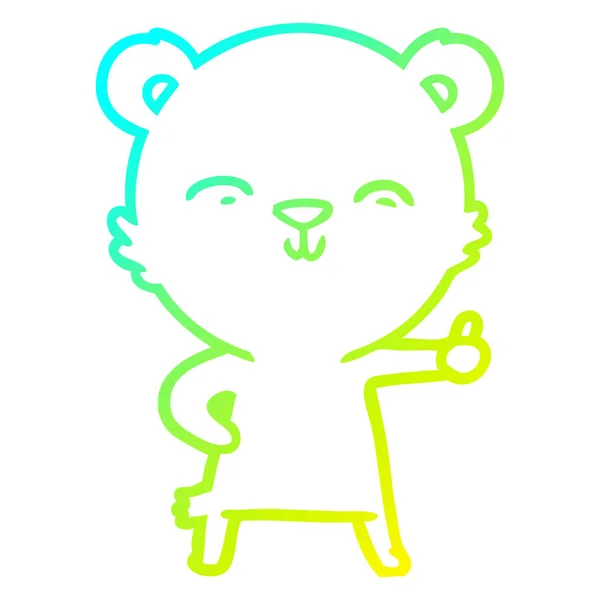 Linha gradiente frio desenho feliz urso dos desenhos animados — Vetor de Stock