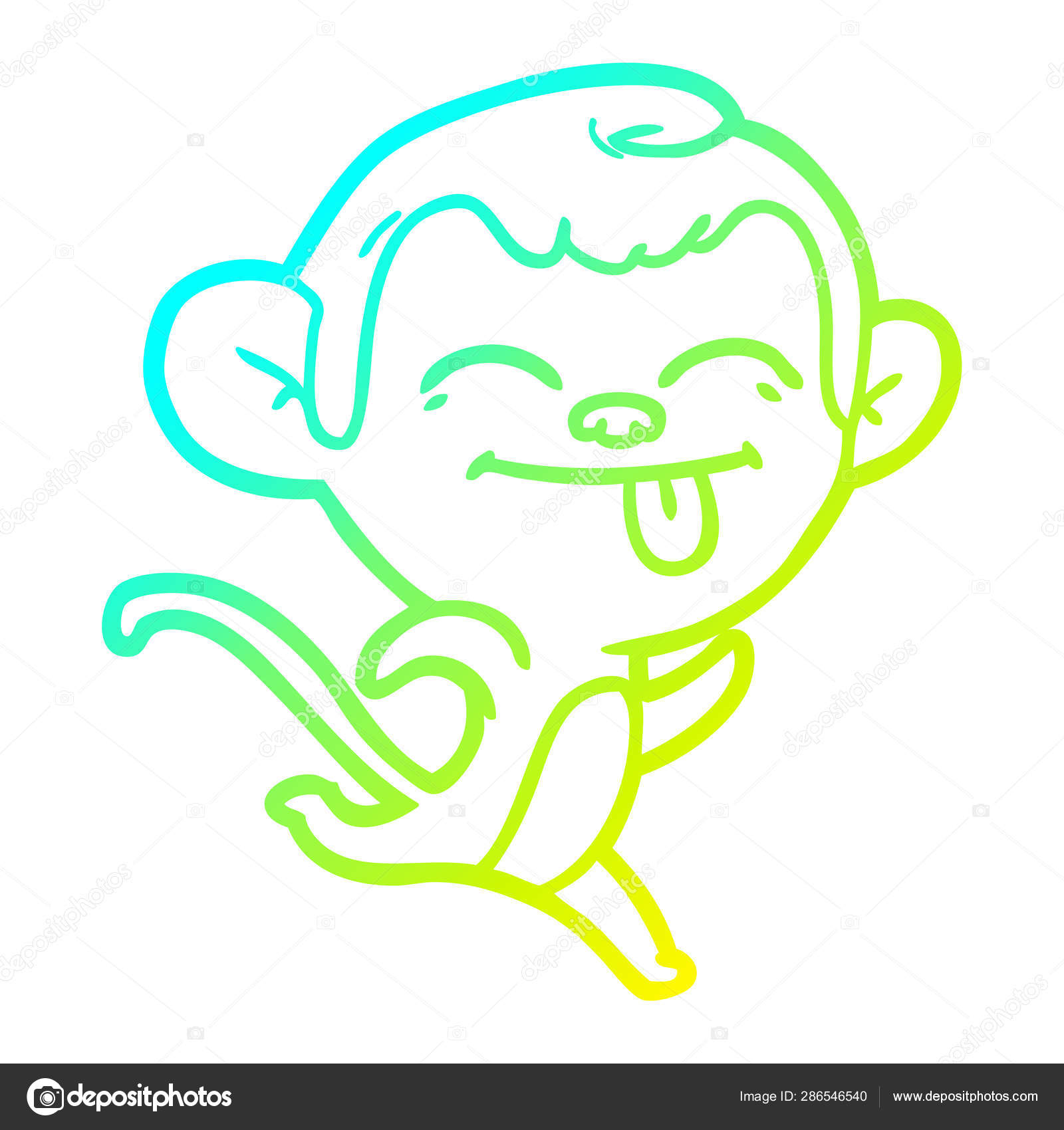 Cold Gradient Line Drawing Funny Cartoon Monkey Stock Vector C Lineartestpilot 286546540