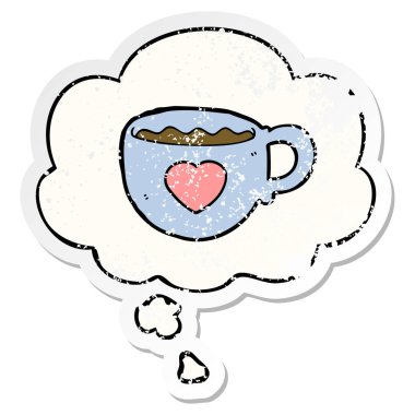 Ben kahve karikatür fincan seviyorum ve sıkıntılı bir wor olarak kabarcık düşündüm