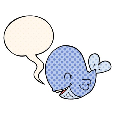 çizgi film tarzında karikatür balina ve konuşma balonu