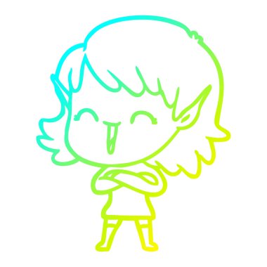 soğuk degrade çizgi çizim karikatür elf kız