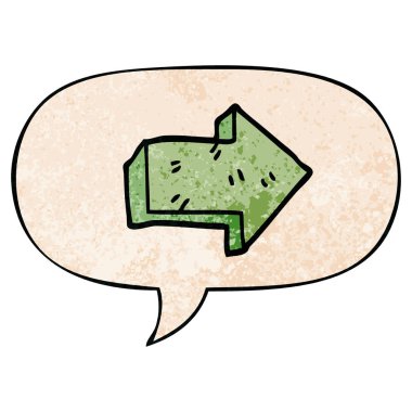 retro doku tarzında karikatür işaret ok ve konuşma balonu