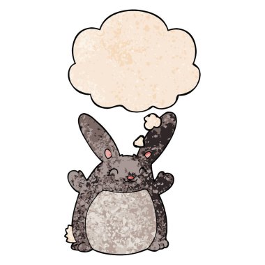 karikatür tavşan ve grunge doku desen stil düşünce balonu