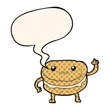 çizgi roman st çizgi film pasta karakteri ve konuşma balonu sallayarak