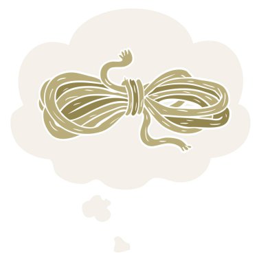 retro tarzında karikatür halat ve düşünce balonu