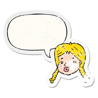 karikatür kızlar yüz ve konuşma balonu sıkıntılı etiket