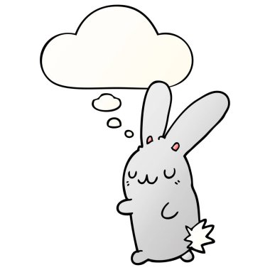 sevimli karikatür tavşan ve pürüzsüz degrade tarzında kabarcık düşünce