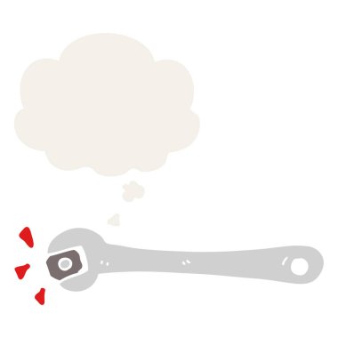 karikatür spanner retro tarzında fındık ve düşünce balonu dönüm