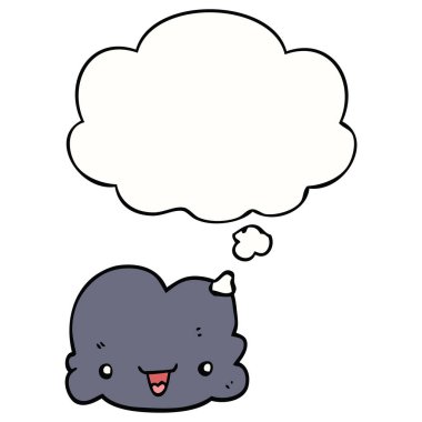 karikatür küçük mutlu bulut ve düşünce balonu