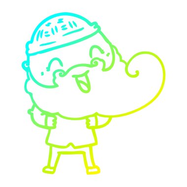 sakal ve kış şapka ile mutlu adam çizim soğuk degrade çizgi