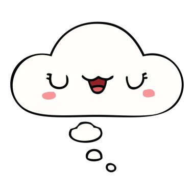 sevimli karikatür yüz ve düşünce balonu