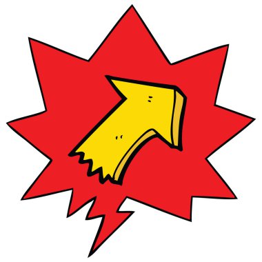 karikatür işaret ok ve konuşma balonu