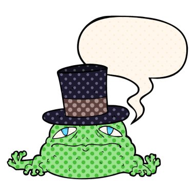 çizgi roman tarzında karikatür zengin kurbağa ve konuşma balonu