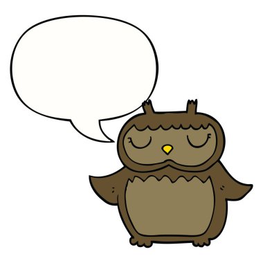 karikatür baykuş ve konuşma balonu