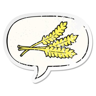 karikatür buğday ve konuşma balonu sıkıntılı etiket