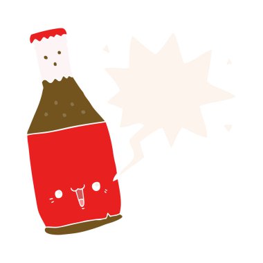 retro tarzı karikatür bira şişesi ve konuşma balonu