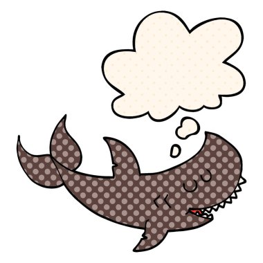 çizgi film köpekbalığı ve çizgi roman tarzında düşünce balonu