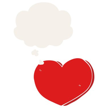 retro tarzında karikatür kalp ve düşünce balonu