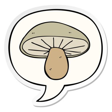 karikatür mantar ve konuşma kabarcık etiket