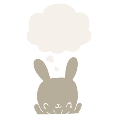 karikatür tavşan ve retro tarzında düşünce balonu