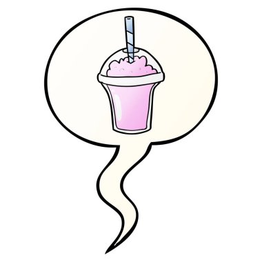 düzgün degrade tarzında karikatür smoothie ve konuşma balonu