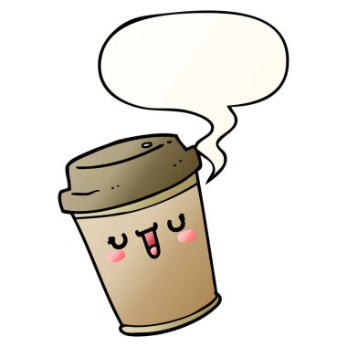 karikatür pürüzsüz degrade sty kahve ve konuşma balonu çıkarmak