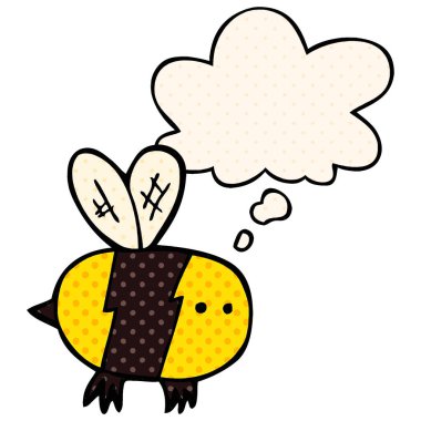 çizgi roman tarzında karikatür arı ve düşünce balonu