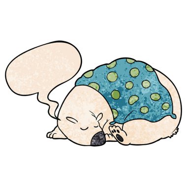 retro doku s karikatür kutup ayısı uyku ve konuşma balonu