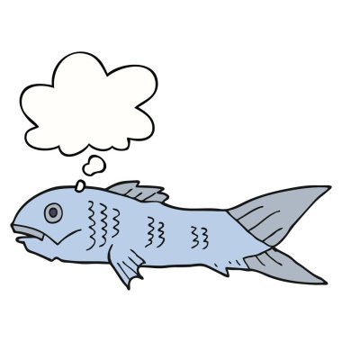 karikatür balık ve düşünce balonu
