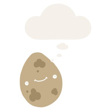 retro tarzında karikatür yumurta ve düşünce balonu