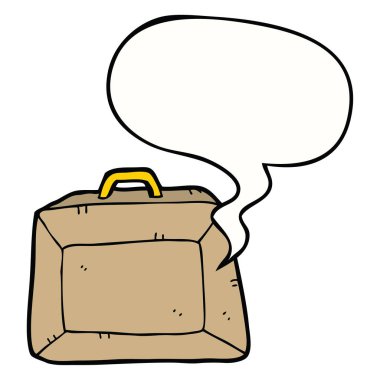 karikatür bütçe evrak çantası ve konuşma balonu