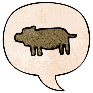 retro doku tarzında karikatür hayvan sembolü ve konuşma balonu