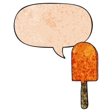 retro doku tarzında karikatür lolipop ve konuşma balonu