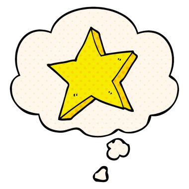 çizgi film yıldızı ve çizgi roman tarzında düşünce balonu