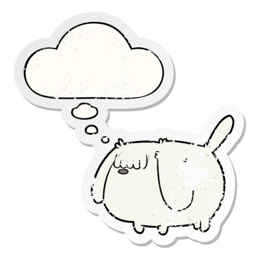 komik karikatür köpek ve sıkıntılı yıpranmış sticke olarak kabarcık düşündüm