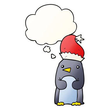 sevimli noel penguen ve pürüzsüz degrade sty kabarcık düşündüm