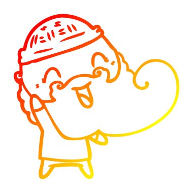 sakal ve kış şapka ile mutlu adam çizim sıcak degrade çizgi