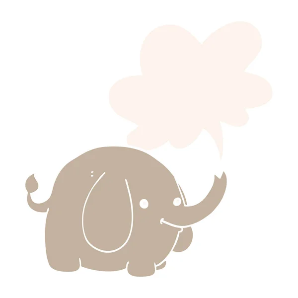 Kartun gajah dan berbicara gelembung dalam gaya retro - Stok Vektor