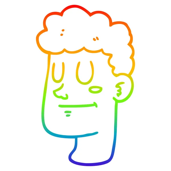 Rainbow gradient ligne dessin dessin animé visage masculin — Image vectorielle