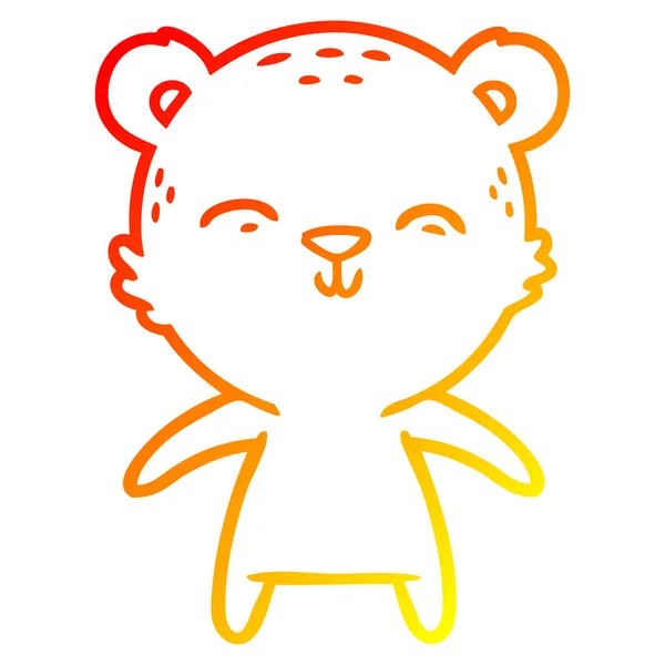 Varm gradient linje ritning Happy Cartoon Bear — Stock vektor