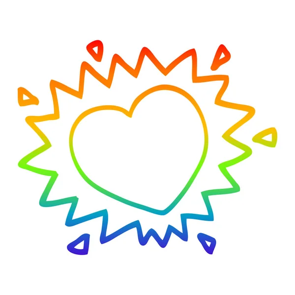 Regenboog gradiënt lijntekening cartoon liefde hart — Stockvector