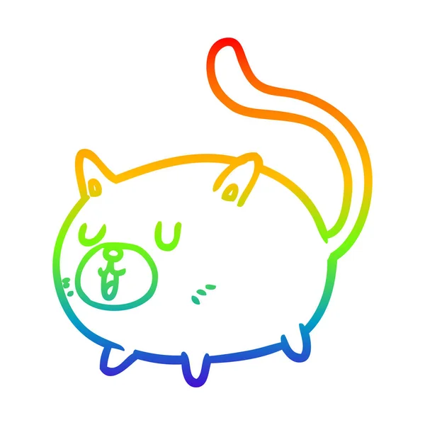 Regenbogen-Gradienten-Linie zeichnet glückliche Katze — Stockvektor