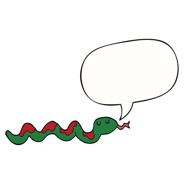 Serpent de dessin animé et bulle de parole — Image vectorielle
