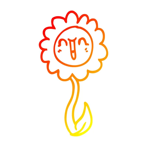 Meleg színátmenet vonal rajz karikatúra boldog virág — Stock Vector