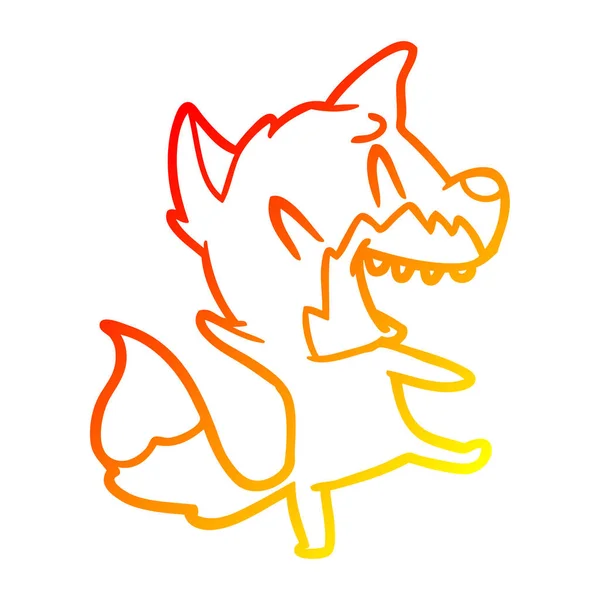 Chaud gradient ligne dessin rire renard dessin animé — Image vectorielle